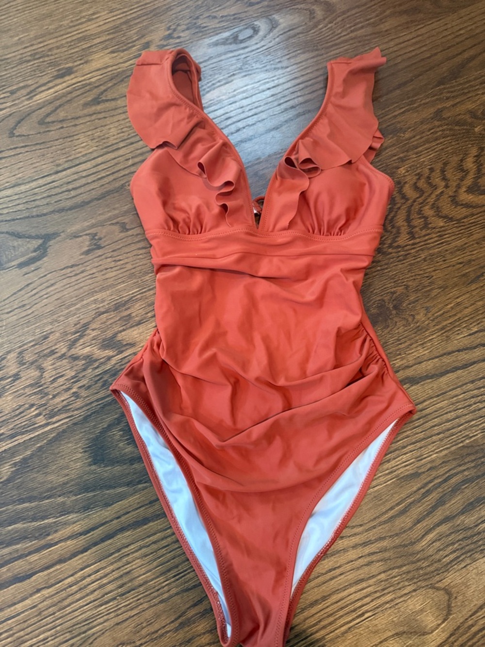 Cupshe Rust Orange Ruffle One-Piece Swimsuit